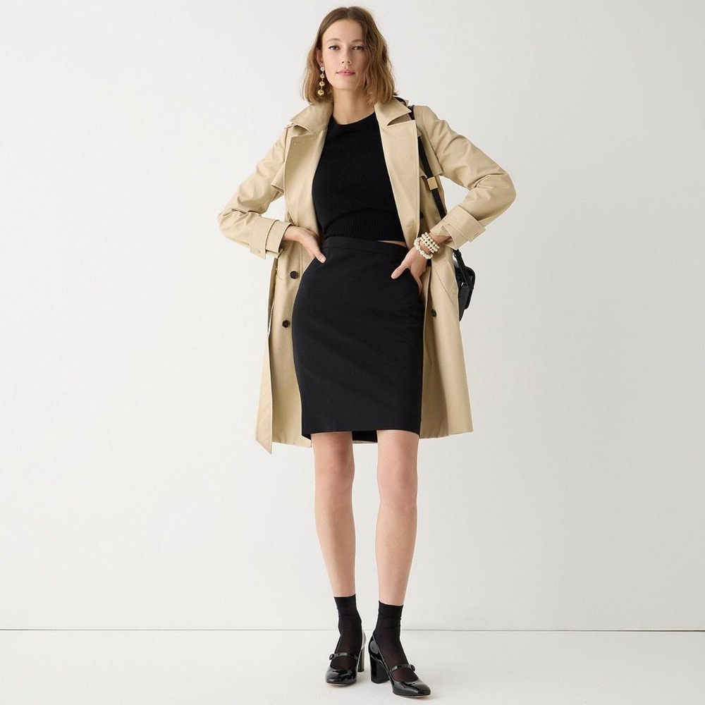 J. Crew No. 2 Pencil Skirt Italian Stretch Italian Wool Knee Length